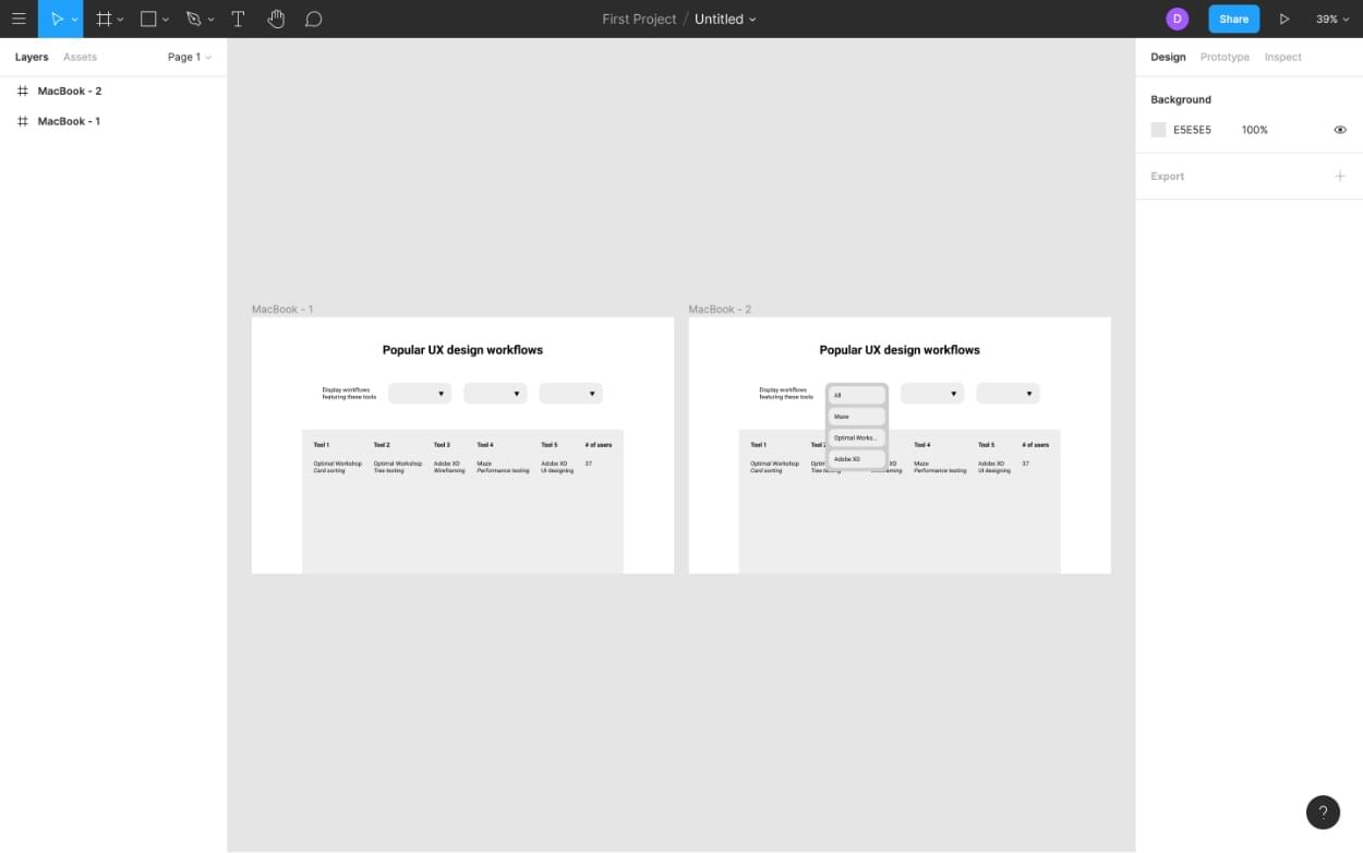Creating transition with Figma