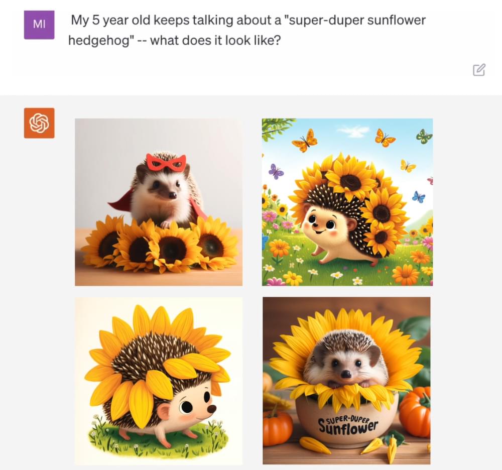 Four cartoonish hedgehog images